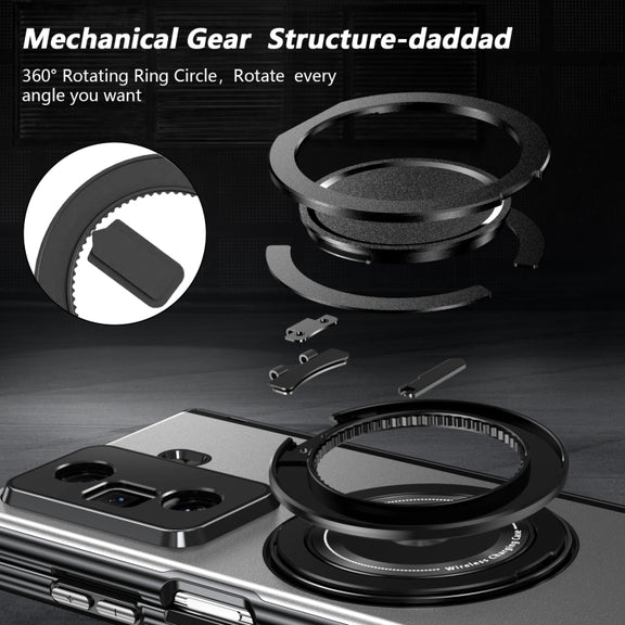 For Honor Magic Vs3 Gold Medal Rotating Folding Series Ring Holder Phone Case(Silver)