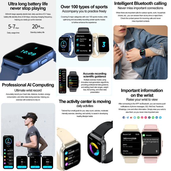 ZW36 1.83 inch BT Call Smart Watch, Blood oxygen / Blood Pressure / Heart Rate(Black)