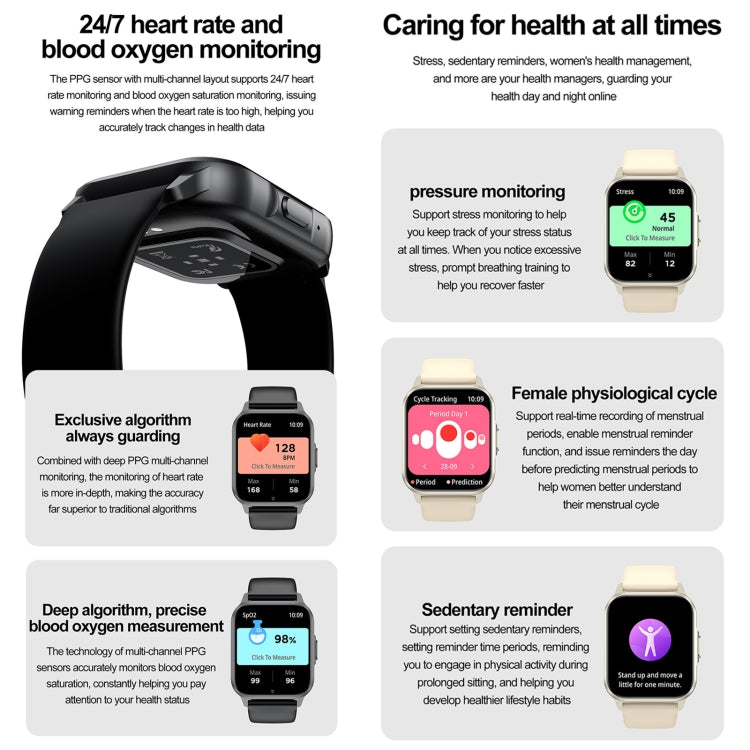 ZW36 1.83 inch BT Call Smart Watch, Blood oxygen / Blood Pressure / Heart Rate(Black)