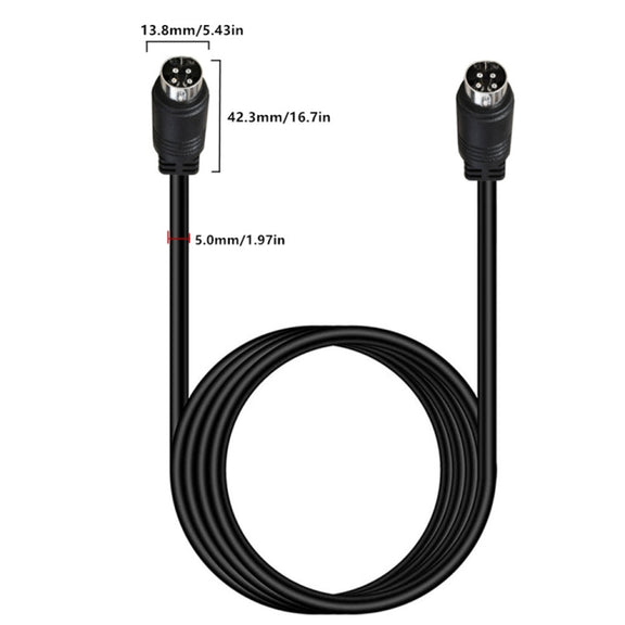 MD DIN 4 Pin Male to Male AC/DC Power Audio Adapter Cable, Length:5m(Black)