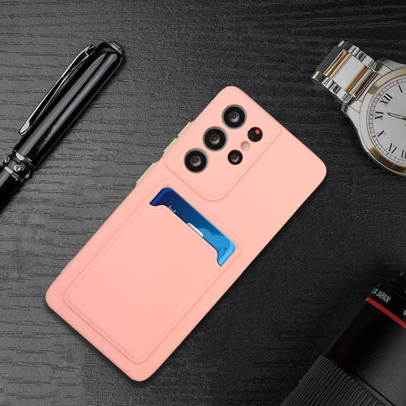 For Samsung Galaxy S25 Ultra 5G Card Slot Design Shockproof TPU Phone Case(Pink)
