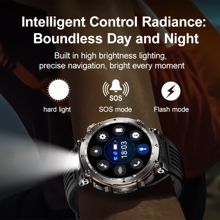 HT30 1.7 inch IP68 Water-resistant Silicone Band Smart Watch, Support Flashlight / Banknote Detector Light / Compass(Black)