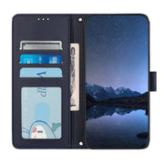 For Doogee N55 Plus Cat Rat Embossed Pattern RFID Leather Phone Case with Lanyard(Blue)