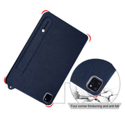 For Samsung Galaxy Tab S10 / S9 / S8 / S7 TPU Leather Back Tablet Case with Wristband(Dark Blue)