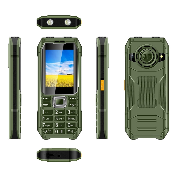 Q6000 Elder Keypad Phone, 2.4 inch, 6800mAh, Dual Flashlights, 21 Keys, SOS, FM, Dual SIM, GSM, Plug:US Plug(Green)