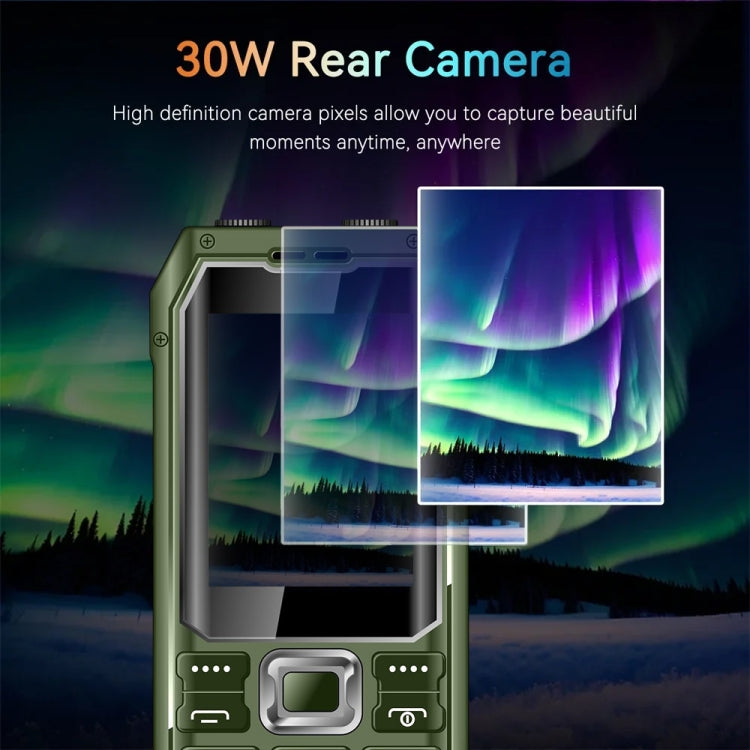 Q6000 Elder Keypad Phone, 2.4 inch, 6800mAh, Dual Flashlights, 21 Keys, SOS, FM, Dual SIM, GSM, Plug:US Plug(Green)