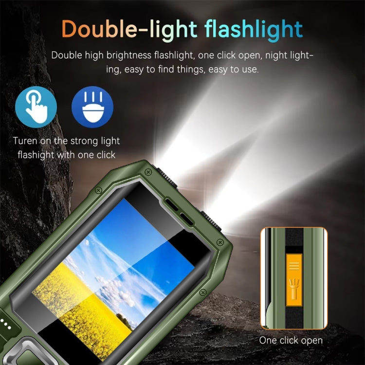 Q6000 Elder Keypad Phone, 2.4 inch, 6800mAh, Dual Flashlights, 21 Keys, SOS, FM, Dual SIM, GSM, Plug:US Plug(Green)