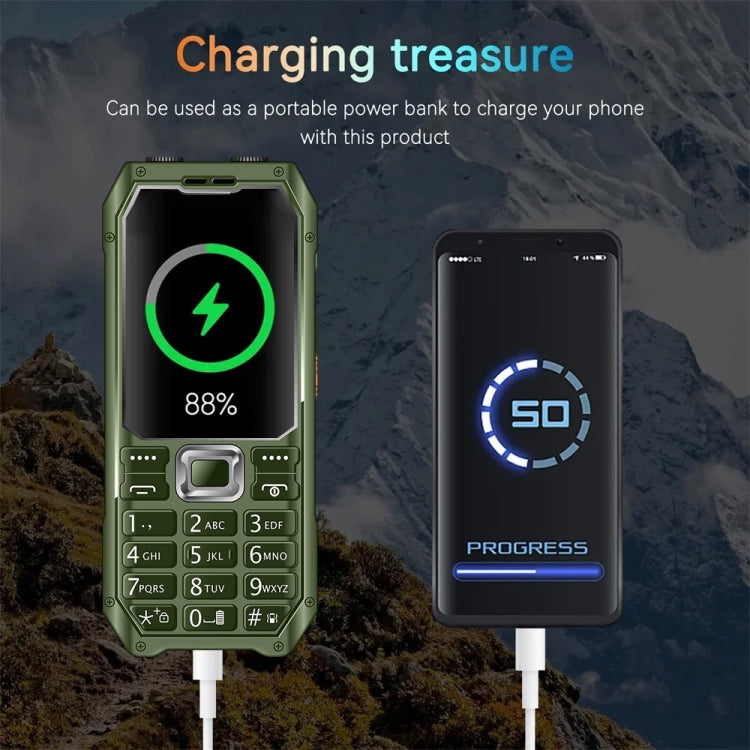 Q6000 Elder Keypad Phone, 2.4 inch, 6800mAh, Dual Flashlights, 21 Keys, SOS, FM, Dual SIM, GSM, Plug:US Plug(Green)