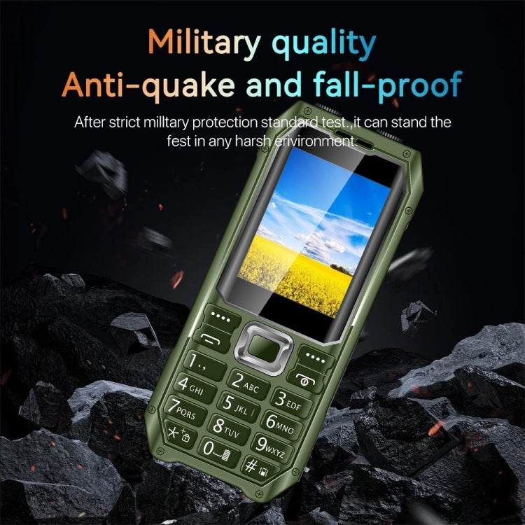 Q6000 Elder Keypad Phone, 2.4 inch, 6800mAh, Dual Flashlights, 21 Keys, SOS, FM, Dual SIM, GSM, Plug:US Plug(Green)