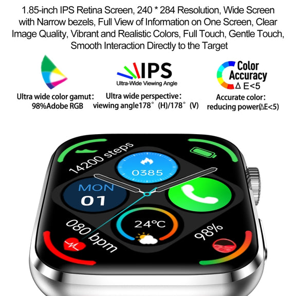 T92 1.81 inch IPS Square Screen Smart Watch, Heart Rate / Blood Oxygen / Blood Pressure(Black)