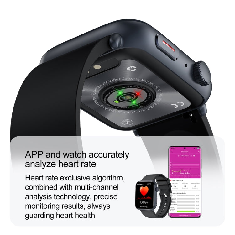 T92 1.81 inch IPS Square Screen Smart Watch, Heart Rate / Blood Oxygen / Blood Pressure(Black)