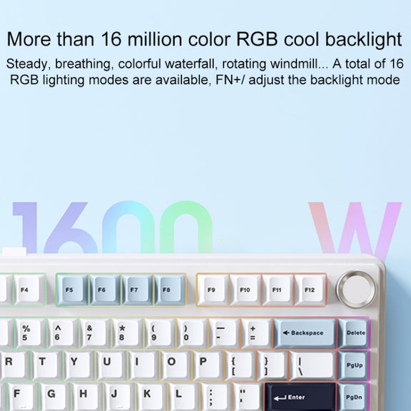 AULA F75 80 Keys Wired/2.4G/Bluetooth Three Model Customized RGB Mechanical Keyboard(Gradient Grey)