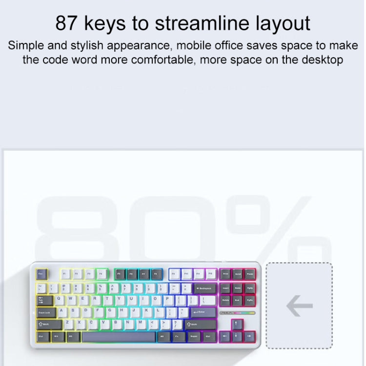 AULA F87 87 Keys Wired/2.4G/Bluetooth Three Model Customized RGB Mechanical Keyboard(Thunder Black)