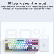 AULA F87 87 Keys Wired/2.4G/Bluetooth Three Model Customized RGB Mechanical Keyboard(Thunder Black)