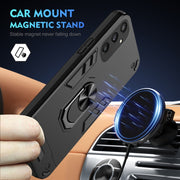 For Samsung Galaxy S25 5G Shockproof Metal Ring Holder Phone Case(Black)