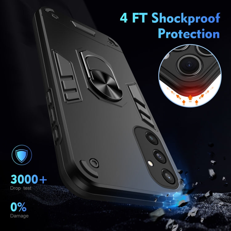 For Samsung Galaxy S25 5G Shockproof Metal Ring Holder Phone Case(Black)