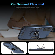 For Samsung Galaxy S25 5G Shockproof Metal Ring Holder Phone Case(Blue)