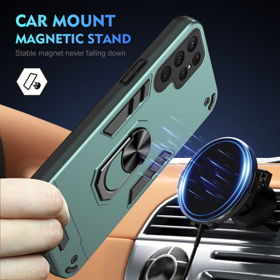 For Samsung Galaxy S25 Ultra 5G Shockproof Metal Ring Holder Phone Case(Green)