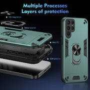 For Samsung Galaxy S25 Ultra 5G Shockproof Metal Ring Holder Phone Case(Green)
