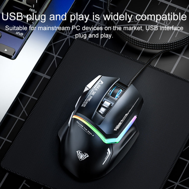 AULA S12 Pro 12800DPI Wired RGB Gaming Mouse(White)