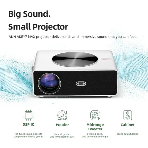 AUN AKEY7 MAX 1920x1080P HD Android LCD Projector US Plug(White)