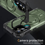 For Samsung Galaxy S25 5G Lens Holder MagSafe Phone Case(Army Green)