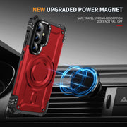 For Samsung Galaxy S25+ 5G Lens Holder MagSafe Phone Case(Red)