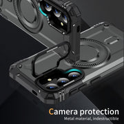 For Samsung Galaxy S25+ 5G Lens Holder MagSafe Phone Case(Grey)