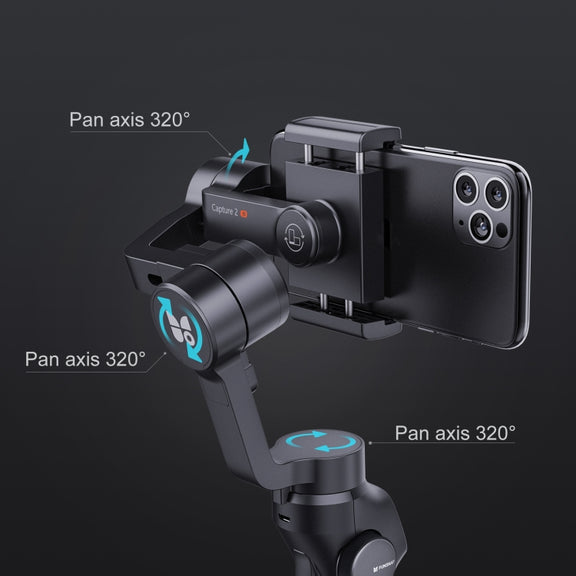 FUNSNAP Capture 2s Smart 3-Axis Handheld Gimbal Phone Live Stabilizer, Combo Version(Black)
