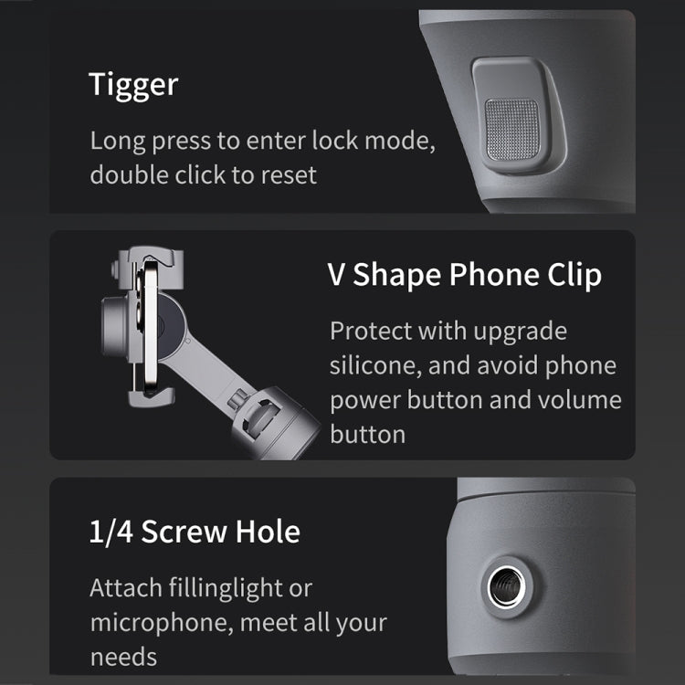 FUNSNAP Capture 5 Professional 3-Axis Handheld Gimbal Phone Live Stabilizer, Combo Version(Grey)