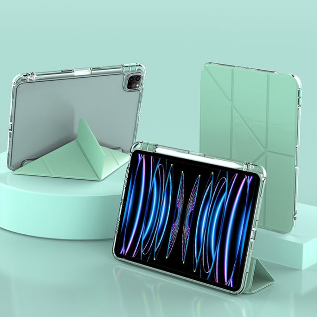 For iPad Air 13 2024 / 2025 mutural Y-Shape Deformation Leather Tablet Case(Green)