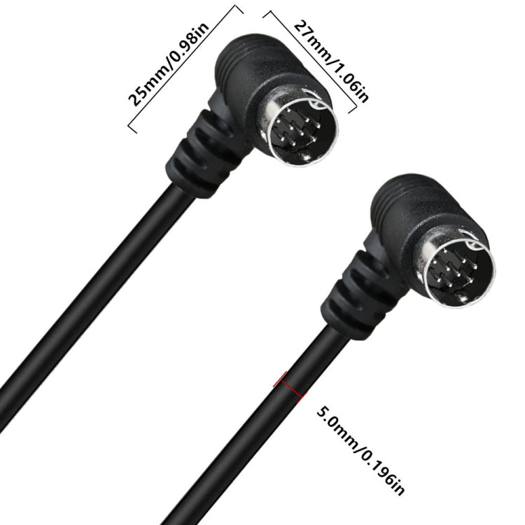 Double Curved mini DIN 9 Pin TV Audio Adapter Cable, Length:3m(Black)