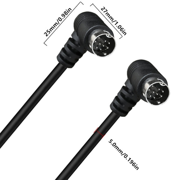 Double Curved mini DIN 9 Pin TV Audio Adapter Cable, Length:3m(Black)