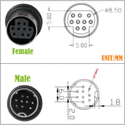 Double Curved mini DIN 9 Pin TV Audio Adapter Cable, Length:3m(Black)