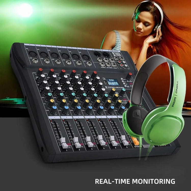 XTUGA CT60X 6-Channels Audio Mixer DJ Mixing Console with 48V Power Supply(US Plug)