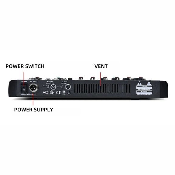 XTUGA CT60X 6-Channels Audio Mixer DJ Mixing Console with 48V Power Supply(US Plug)