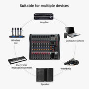 XTUGA CT80X 8-Channels Audio Mixer DJ Mixing Console with 48V Power Supply(EU Plug)