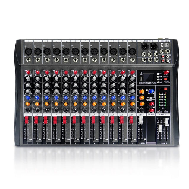 XTUGA CT120X 12-Channels Audio Mixer DJ Mixing Console with 48V Power Supply(AU Plug)