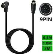 Single Curved mini DIN 9 Pin TV Audio Adapter Cable, Length:3m(Black)