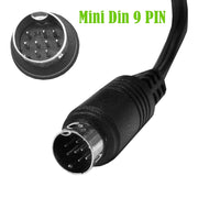 Single Curved mini DIN 9 Pin TV Audio Adapter Cable, Length:3m(Black)