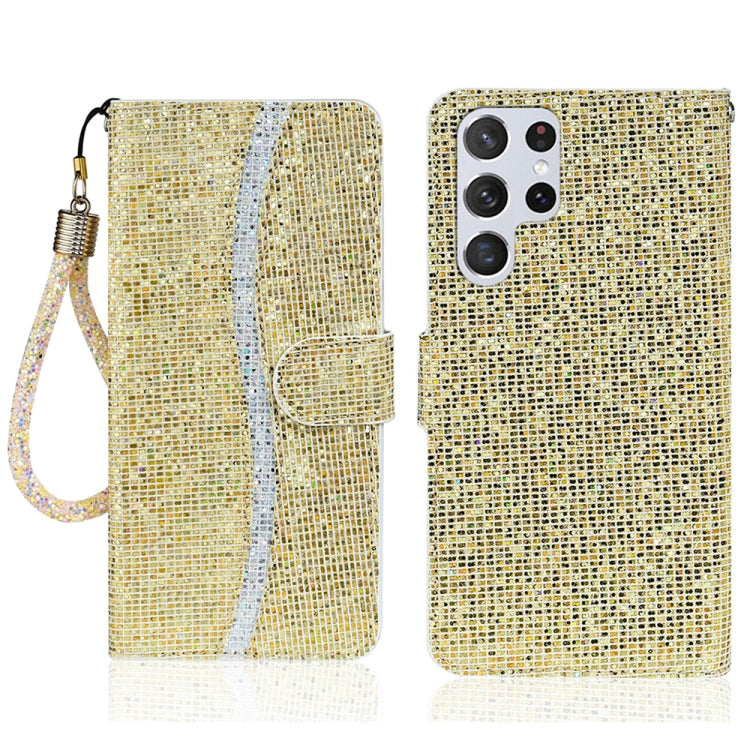 For Samsung Galaxy S25 Ultra 5G Glitter Powder Filp Leather Phone Case(Gold)
