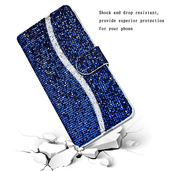 For Samsung Galaxy S25+ 5G Glitter Powder Filp Leather Phone Case(Blue)
