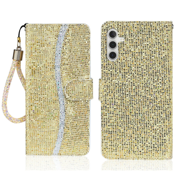 For Samsung Galaxy S25 5G Glitter Powder Filp Leather Phone Case(Gold)