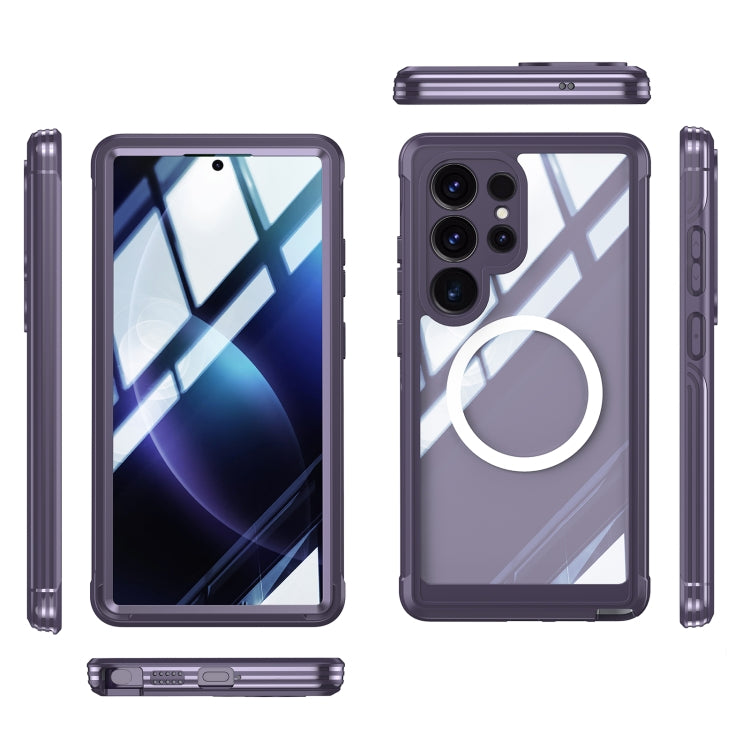 For Samsung Galaxy S25 Ultra 5G Tempered Glass MagSafe Phone Case(Purple)