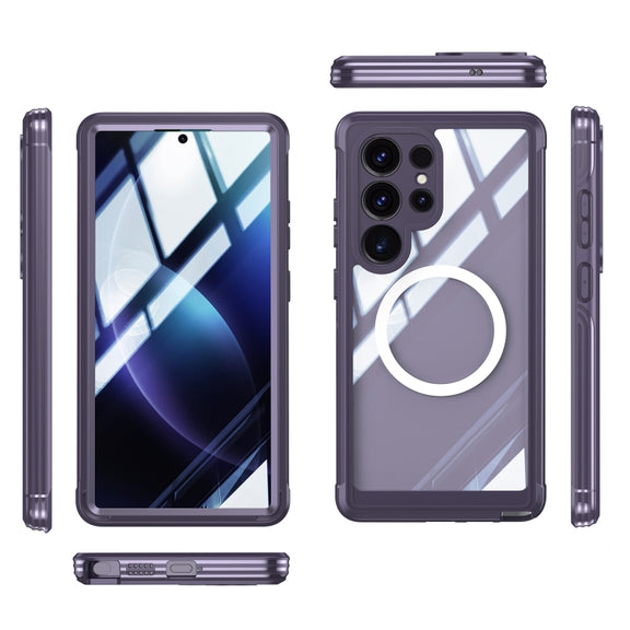 For Samsung Galaxy S25 Ultra 5G Tempered Glass MagSafe Phone Case(Purple)