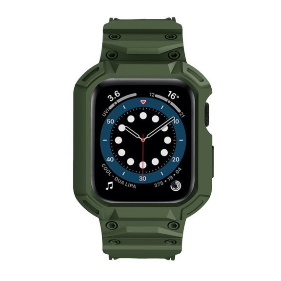 For Apple Watch Series 10 46mm Armor TPU Case Integrated Watch Band(Army Green)