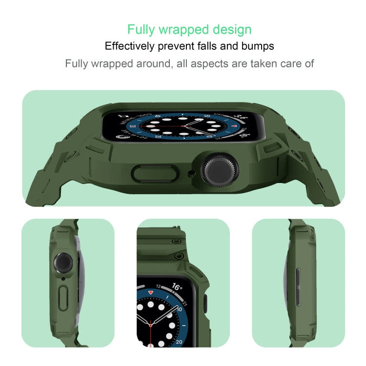 For Apple Watch Series 10 46mm Armor TPU Case Integrated Watch Band(Army Green)