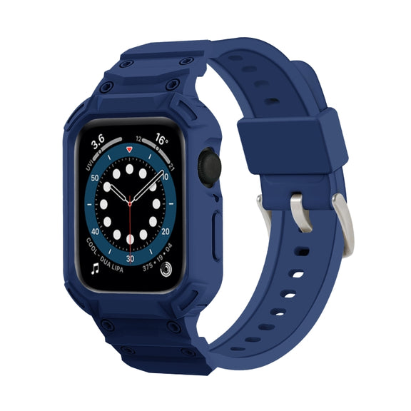 For Apple Watch Series 10 46mm Armor TPU Case Integrated Watch Band(Midnight Blue)