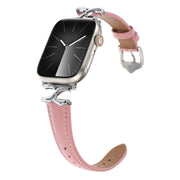 For Apple Watch 42mm / 41mm / 40mm / 38mm X-shaped Buckle Genuine Leather Watch Band(Pink)