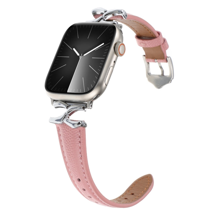 For Apple Watch 42mm / 41mm / 40mm / 38mm X-shaped Buckle Genuine Leather Watch Band(Pink)
